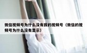 微信视频号为什么没有我的视频号（微信的视频号为什么没有显示）