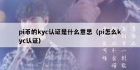 pi币的kyc认证是什么意思（pi怎么kyc认证）