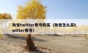 淘宝twitter账号购买（淘宝怎么买twitter账号）