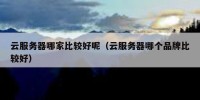 云服务器哪家比较好呢（云服务器哪个品牌比较好）
