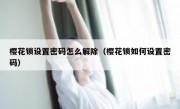 樱花锁设置密码怎么解除（樱花锁如何设置密码）