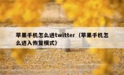 苹果手机怎么进twitter（苹果手机怎么进入恢复模式）