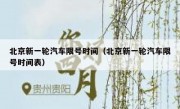 北京新一轮汽车限号时间（北京新一轮汽车限号时间表）
