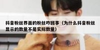 抖音粉丝界面的粉丝咋回事（为什么抖音粉丝显示的数量不是实际数量）