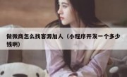 做微商怎么找客源加人（小程序开发一个多少钱啊）