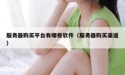 服务器购买平台有哪些软件（服务器购买渠道）