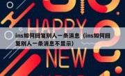 ins如何回复别人一条消息（ins如何回复别人一条消息不显示）