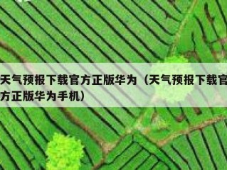 天气预报下载官方正版华为（天气预报下载官方正版华为手机）