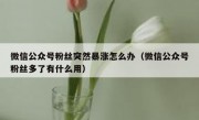 微信公众号粉丝突然暴涨怎么办（微信公众号粉丝多了有什么用）