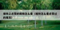 推特上点赞的视频怎么看（推特怎么看点赞过的推文）