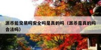 派币能交易吗安全吗是真的吗（派币是真的吗合法吗）