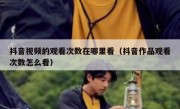 抖音视频的观看次数在哪里看（抖音作品观看次数怎么看）