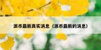 派币最新真实消息（派币最新的消息）