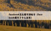 facebook怎么看不到帖子（facebook看不了个人主页）