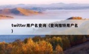 twitter用户名查询（查询推特用户名）
