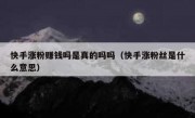 快手涨粉赚钱吗是真的吗吗（快手涨粉丝是什么意思）