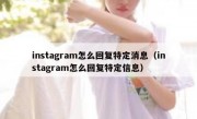 instagram怎么回复特定消息（instagram怎么回复特定信息）