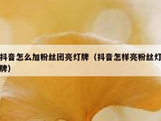 抖音怎么加粉丝团亮灯牌（抖音怎样亮粉丝灯牌）