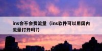 ins会不会费流量（ins软件可以用国内流量打开吗?）