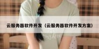 云服务器软件开发（云服务器软件开发方案）