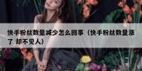 快手粉丝数量减少怎么回事（快手粉丝数量涨了 却不见人）