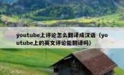 youtube上评论怎么翻译成汉语（youtube上的英文评论能翻译吗）
