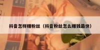 抖音怎样赚粉丝（抖音粉丝怎么赚钱最快）
