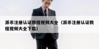 派币注册认证教程视频大全（派币注册认证教程视频大全下载）