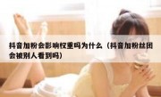抖音加粉会影响权重吗为什么（抖音加粉丝团会被别人看到吗）