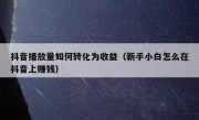 抖音播放量如何转化为收益（新手小白怎么在抖音上赚钱）