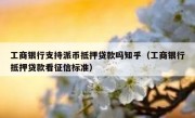 工商银行支持派币抵押贷款吗知乎（工商银行抵押贷款看征信标准）