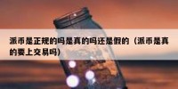派币是正规的吗是真的吗还是假的（派币是真的要上交易吗）