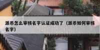 派币怎么审核名字认证成功了（派币如何审核名字）