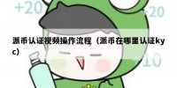派币认证视频操作流程（派币在哪里认证kyc）