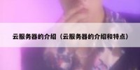云服务器的介绍（云服务器的介绍和特点）