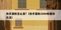 快手涨粉怎么涨?（快手涨粉1000粉最快方法）
