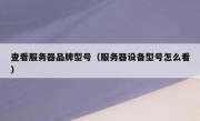 查看服务器品牌型号（服务器设备型号怎么看）