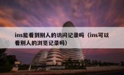 ins能看到别人的访问记录吗（ins可以看别人的浏览记录吗）