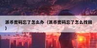 派币密码忘了怎么办（派币密码忘了怎么找回）