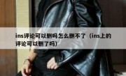 ins评论可以删吗怎么删不了（ins上的评论可以删了吗）