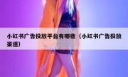小红书广告投放平台有哪些（小红书广告投放渠道）