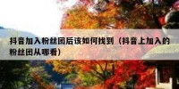 抖音加入粉丝团后该如何找到（抖音上加入的粉丝团从哪看）