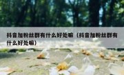 抖音加粉丝群有什么好处嘛（抖音加粉丝群有什么好处嘛）