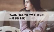 Twitter看不了用户主页（twitter看不到主页）