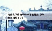 为什么下载的tiktok不能播放（tiktok 播放不了）