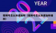 视频号怎么快速加粉（视频号怎么快速加粉播放）