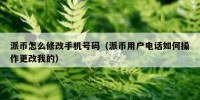 派币怎么修改手机号码（派币用户电话如何操作更改我的）