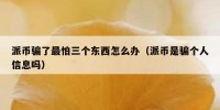 派币骗了最怕三个东西怎么办（派币是骗个人信息吗）