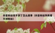 抖音粉丝找不到了怎么回事（抖音粉丝列表看不到粉丝）