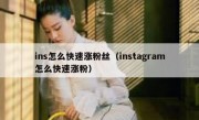 ins怎么快速涨粉丝（instagram怎么快速涨粉）